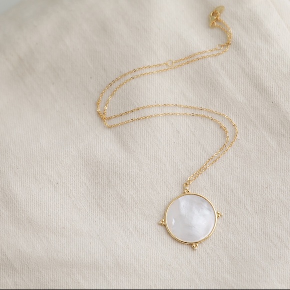 Mother of Pearl Necklace | 14k Gold Plated - Picture 7 of 8